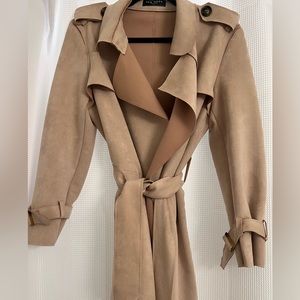 Few Moda Faux Suede Trench Coat